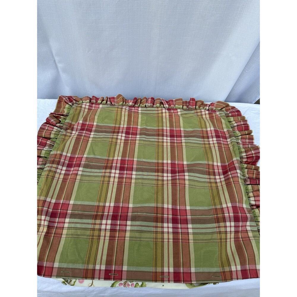 VTG European Pillow Sham Pink Green Floral Plaid French Country Ruffled - Picture 4 of 8
